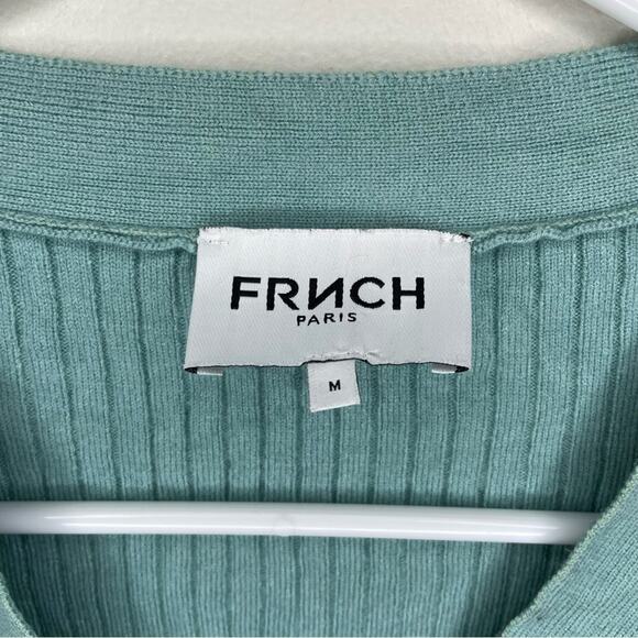 FRNCH Paris Ribbed Button Half Sleeve Sherine Top Size M - Picture 3 of 6